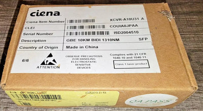 CIENA, XCVR-A10U31A,COUIA0JPAA, GBE 10KM BIDI 1310nm, SFP, NEW IN BOX